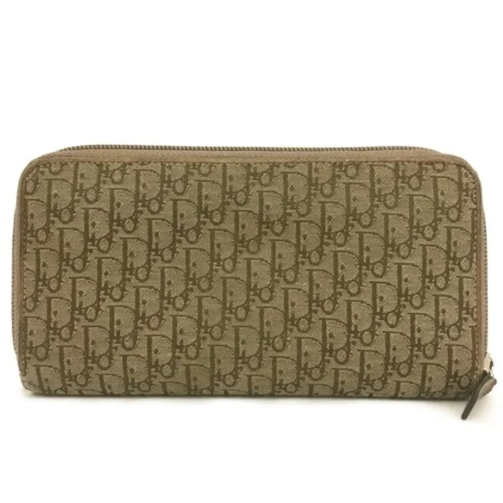 EGA Christian Dior Oblique Trotter Canvas Zip Around Long Wallet Beige/9BL1393